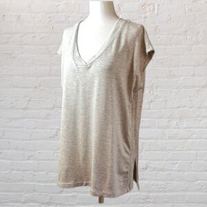 𝅺workshop Republic gray V-neck sleeveless drop shoulder split hem stretchy large